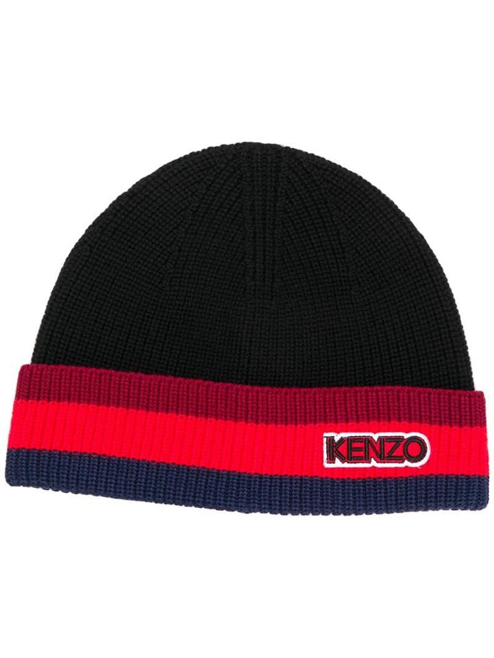 Kenzo Logo Embroidered Beanie Hat - Black