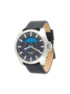 Diesel Round Blue Detailing Analog Watch, Adult Unisex, Black
