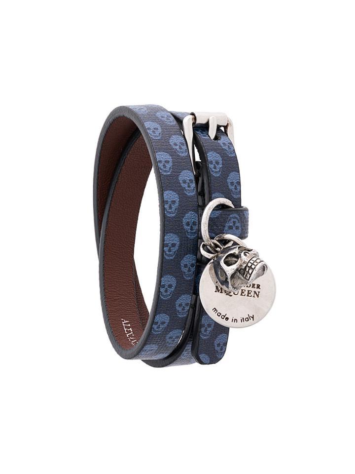 Alexander Mcqueen Double Wrap Skull Bracelet - Blue