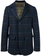 Etro Checked Blazer, Men's, Size: Large, Blue, Calf Leather/polyester/viscose/calf Hair