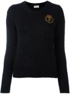 Saint Laurent Schoolgirl Crew Neck Sweater, Women's, Size: Small, Black, Polyamide/mohair/wool