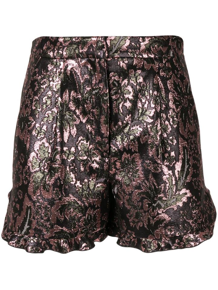 Shanghai Tang Lurex Jacquard Shorts - Green