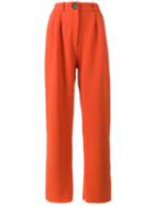 High Waisted Wide-leg Trousers - Women - Nylon/viscose/virgin Wool - 36, Yellow/orange, Nylon/viscose/virgin Wool, A.w.a.k.e.