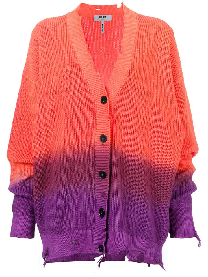 Msgm Gradient Oversized Cardigan - Yellow & Orange