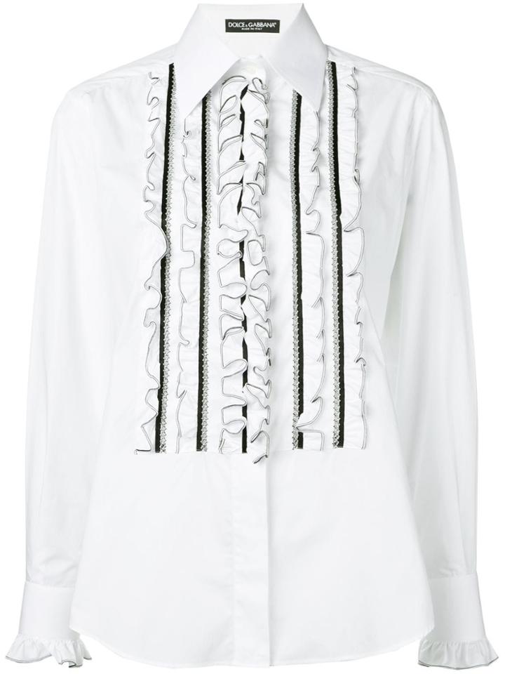 Dolce & Gabbana Ruffle Bib Shirt - White