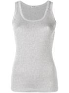 Miu Miu Ribbed Knit Tank Top - Silver