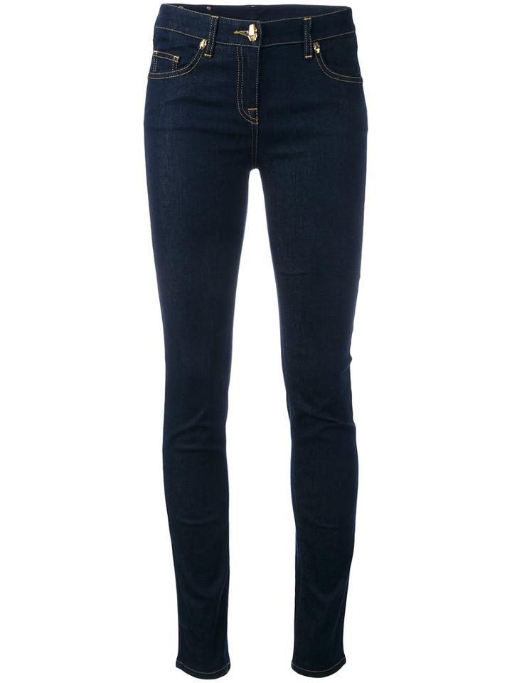 Cavalli Class - Logo Print Skinny Jeans - Women - Cotton/polyester/viscose - 40, Women's, Blue, Cotton/polyester/viscose