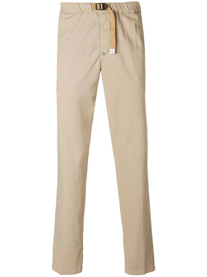 White Sand Buckled Slim-fit Trousers - Nude & Neutrals