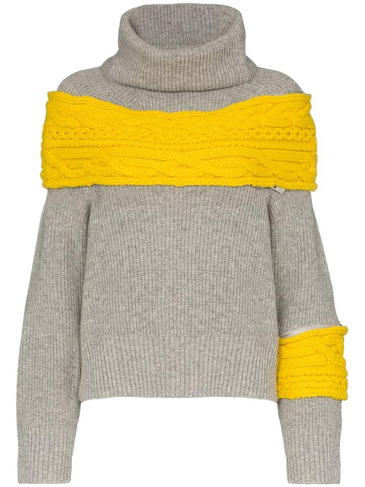 Sacai Sacai Cn Ls Knttd Jmpr W Slsh Slve Dtl A - Grey