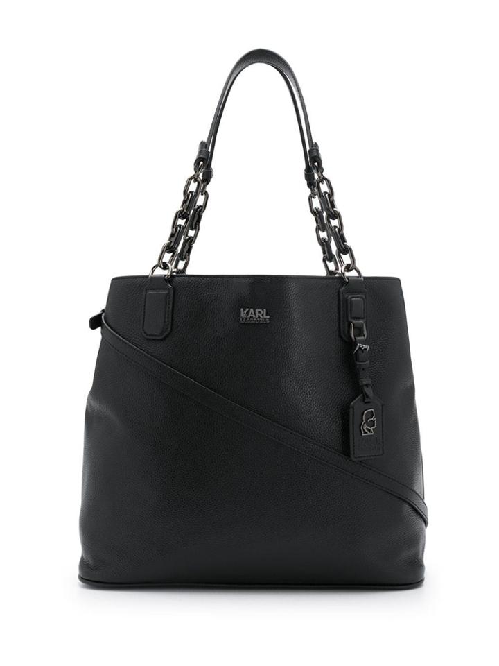 Karl Lagerfeld Pebbled Hobo Tote Bag - Black