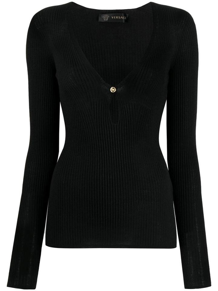 Versace Medusa Button Jumper - Black