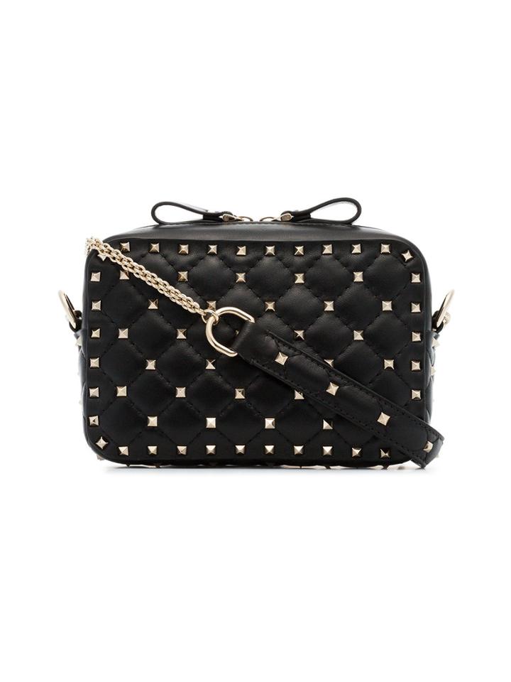 Valentino Black Rockstud Quilted Leather Shoulder Bag