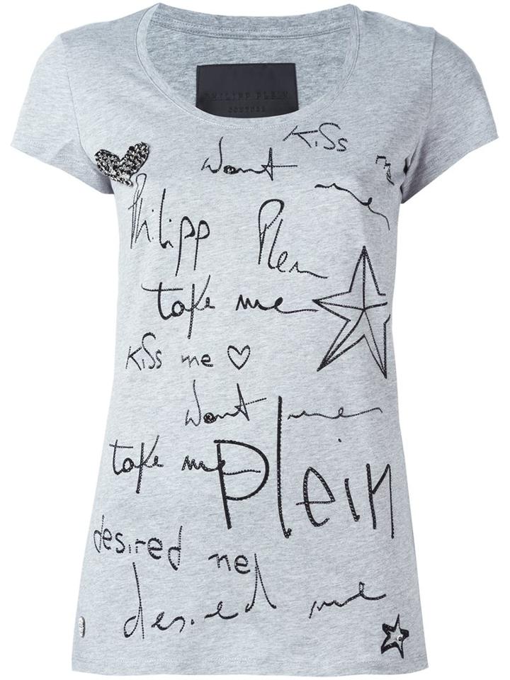Philipp Plein 'kiss Me' T-shirt, Women's, Size: Small, Grey, Cotton