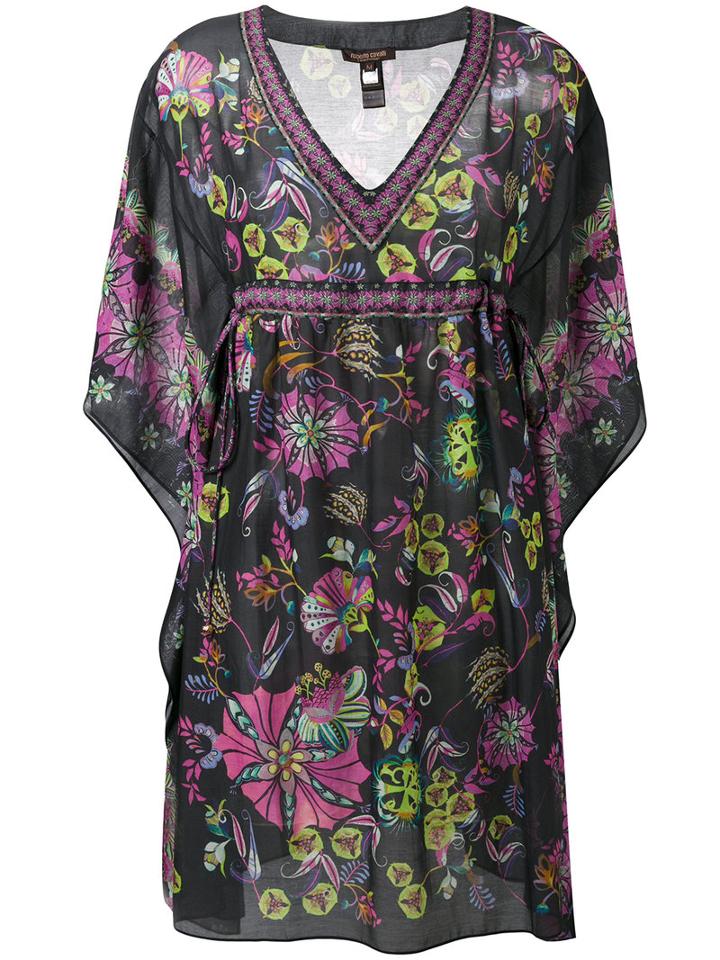 Roberto Cavalli - Floral Print Semi-sheer Dress - Women - Silk/cotton - Xl, Silk/cotton