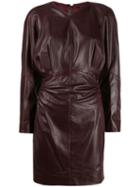 Isabel Marant Leather Ruched Dress - Red