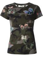 Valentino Butterfly Embroidered T-shirt, Women's, Size: M, Green, Cotton/polyester