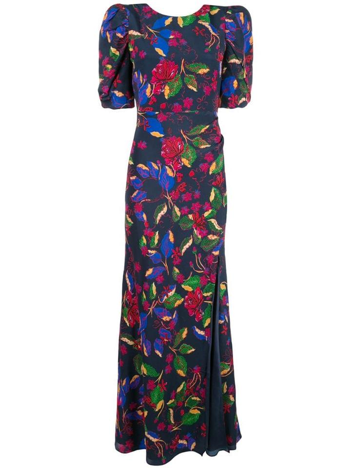 Saloni Floral Print Maxi Dress - Blue