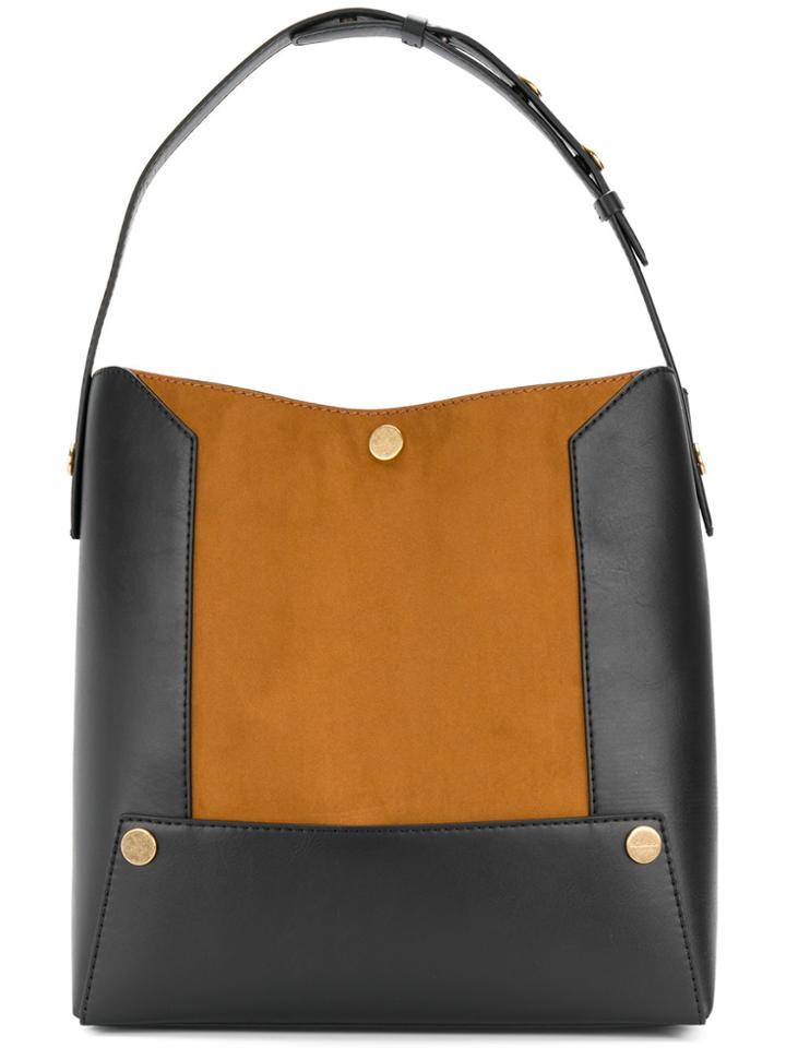 Stella Mccartney Two-tone Stella Popper Bucket Bag - Black
