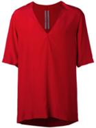 Rick Owens V-neck T-shirt, Men's, Size: Small, Red, Silk/acetate