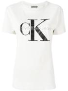 Calvin Klein Jeans Logo Print T-shirt, Women's, Size: Medium, Nude/neutrals, Cotton