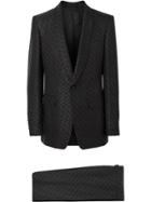 Burberry English Fit Monogram Wool Blend Jacquard Tuxedo - Black