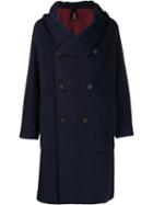 Hevo Salve Hooded Double-breasted Coat - Blue