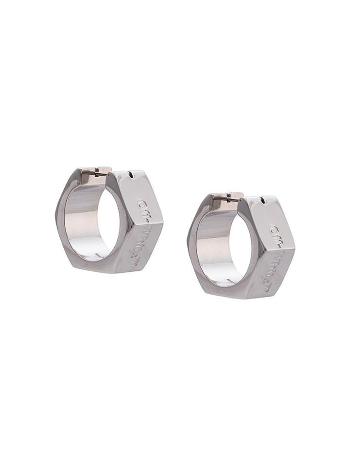 Off-white Hexnut Bolt Earrings - Silver