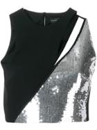 David Koma Panelled Sequin Top - Black