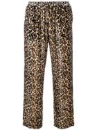 Gold Hawk Leopard Print Velvet Trousers - Brown