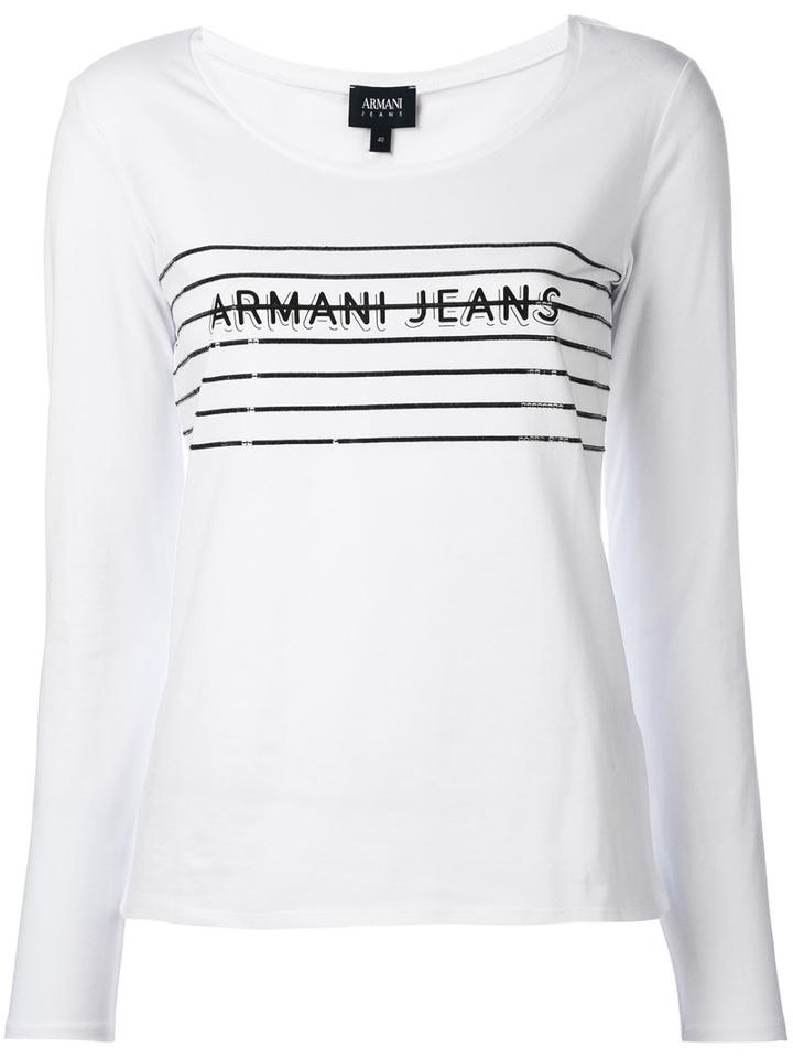 Armani Jeans - Logo Print Sweatshirt - Women - Cotton/spandex/elastane - 46, Women's, Black, Cotton/spandex/elastane