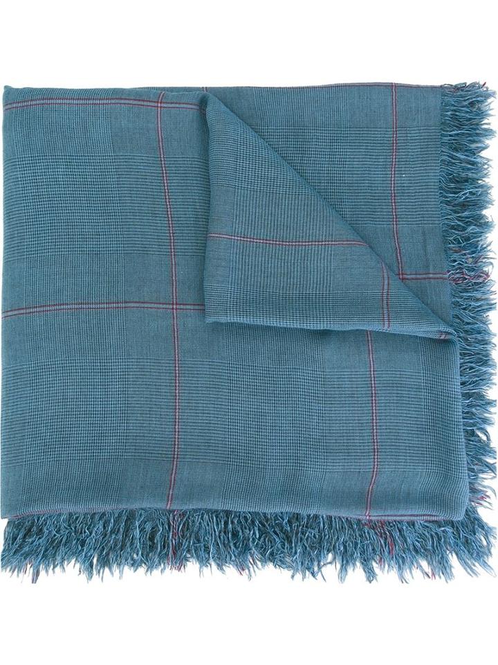 Faliero Sarti Frayed Scarf, Men's, Blue, Modal