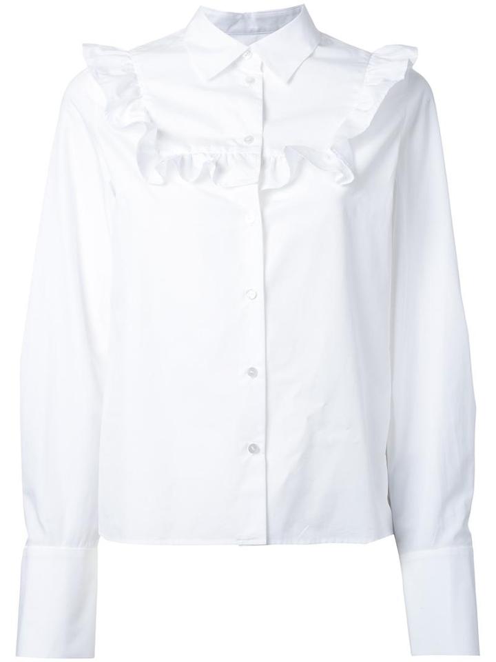 Le Ciel Bleu Ruffled Blouse, Women's, Size: 36, White, Cotton
