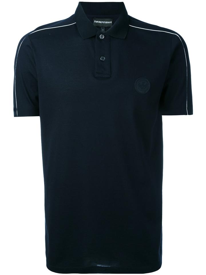Emporio Armani - Piped Logo Patch Polo Shirt - Men - Cotton - L, Blue, Cotton