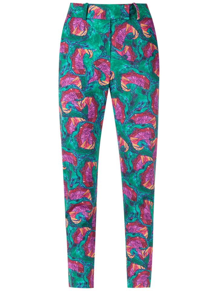 Isolda Abstract Print Skinny Trousers, Women's, Size: 46, Pink/purple, Cotton/spandex/elastane