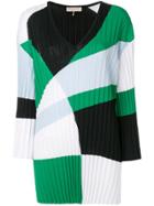 Emilio Pucci Colour-block Pleated V-neck Jumper - Multicolour