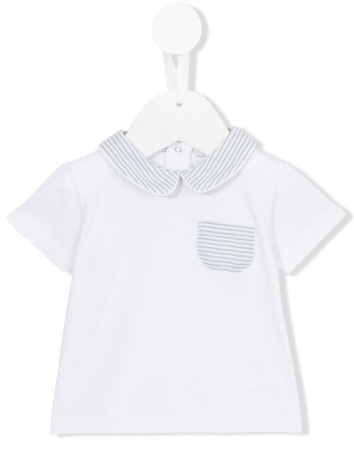 Patachou - Striped Collar Polo Shirt - Kids - Cotton/spandex/elastane - 24 Mth, Toddler Boy's, White