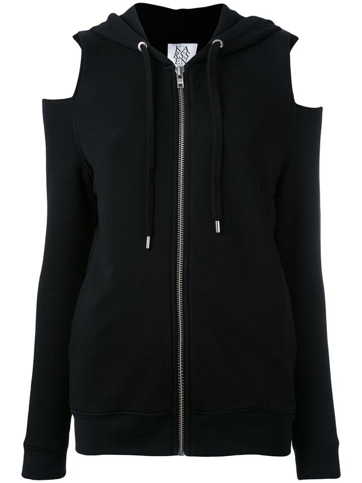 Zoe Karssen Cut-out Knees Zipped Hoodie, Women's, Size: Medium, Black, Cotton/polyester