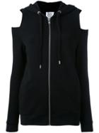 Zoe Karssen Cut-out Knees Zipped Hoodie, Women's, Size: Medium, Black, Cotton/polyester