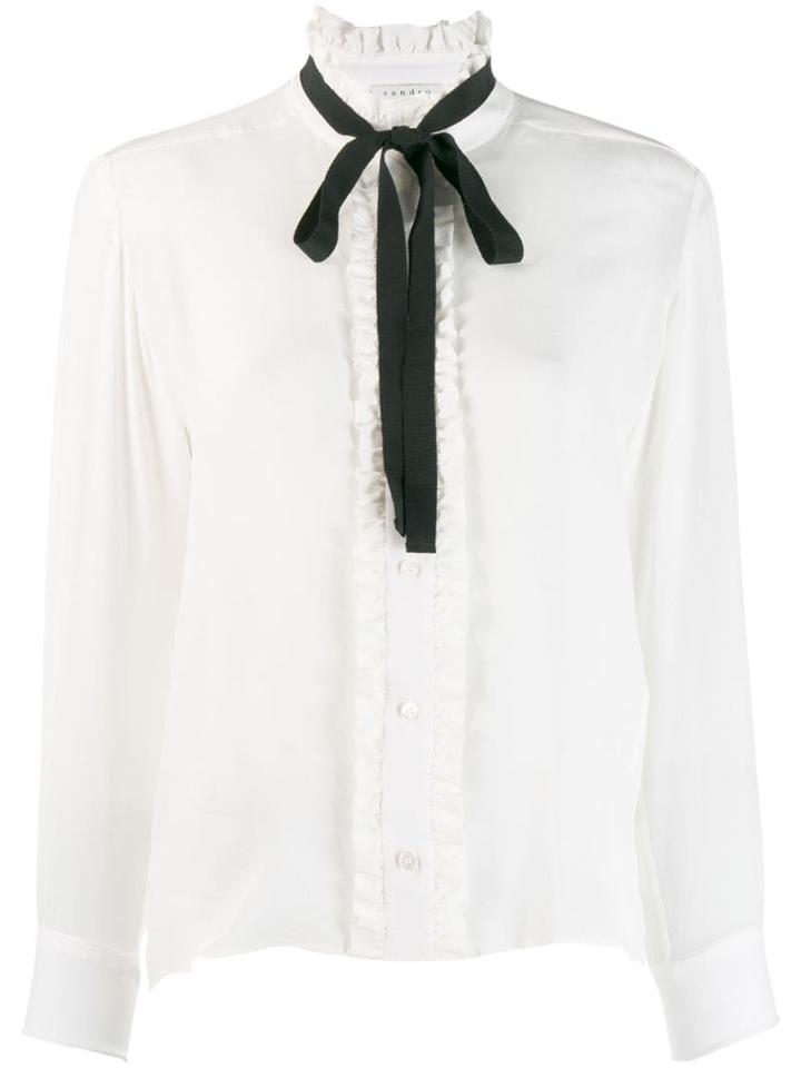 Sandro Paris Long-sleeved Bow Blouse - White