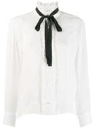 Sandro Paris Long-sleeved Bow Blouse - White