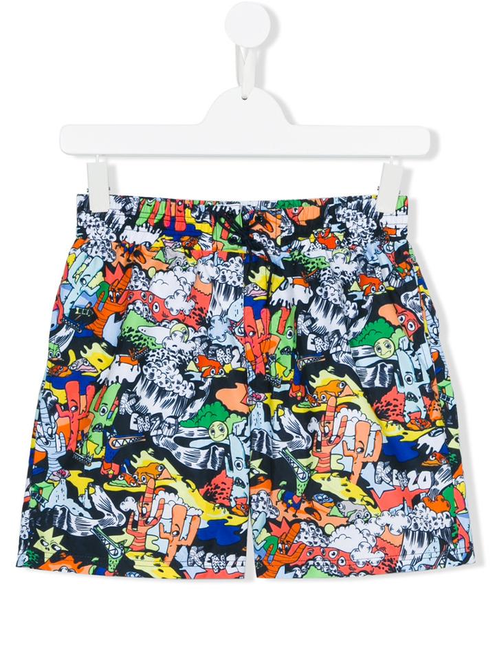 Kenzo Kids - Teen Cartoon Cactus Print Swim Shorts - Kids - Polyester - 16 Yrs, Boy's
