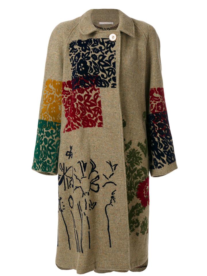 Ermanno Gallamini Flower Embellished Coat - Nude & Neutrals