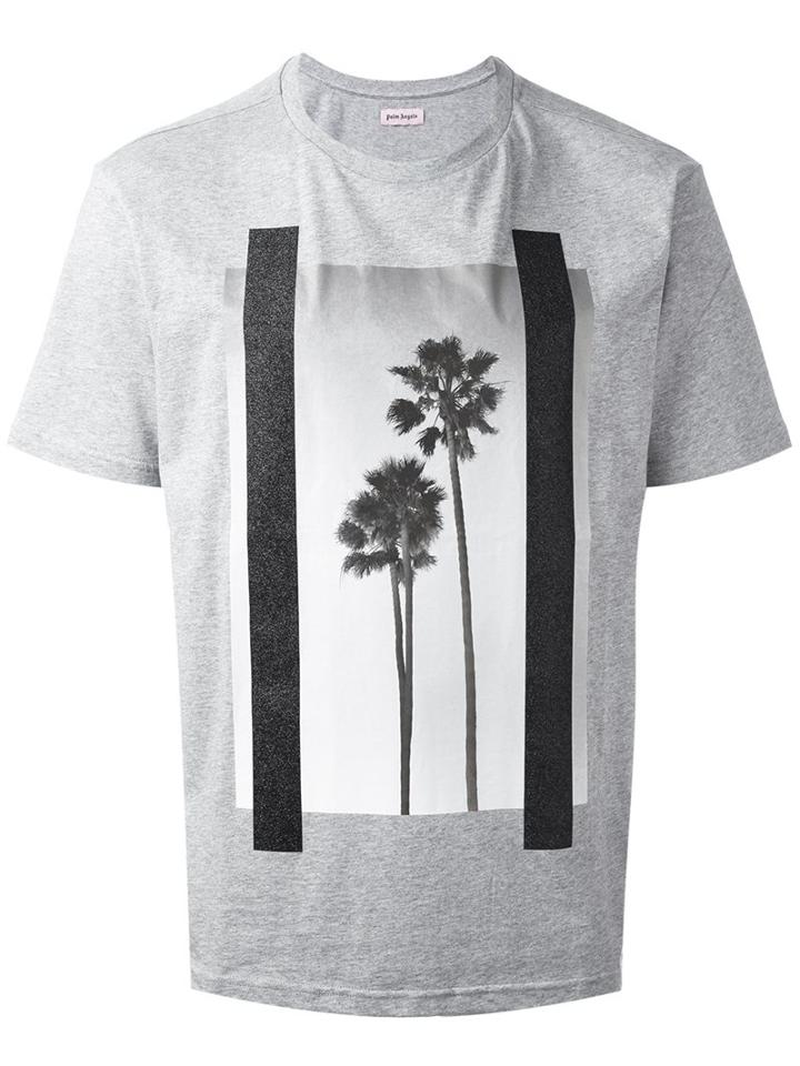 Palm Angels Palm Tree Print T-shirt, Men's, Size: Xl, Grey, Cotton