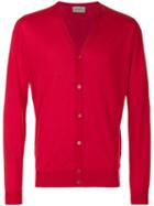 John Smedley - V-neck Cardigan - Men - Cotton - S, Red, Cotton