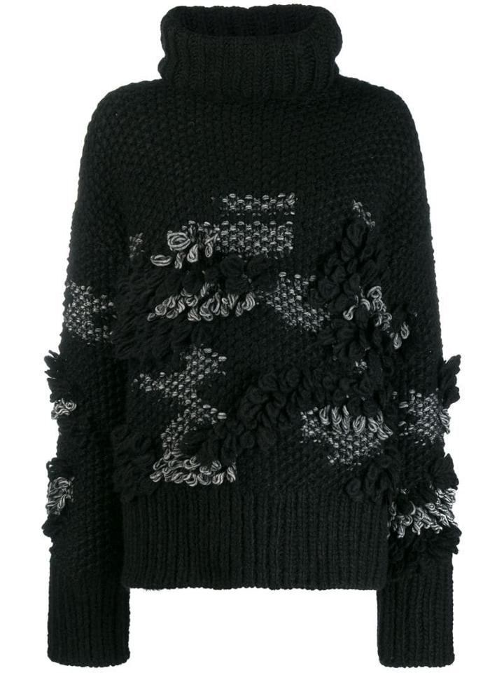 Mcq Alexander Mcqueen Patchy Knit Turtleneck Jumper - Black