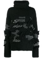 Mcq Alexander Mcqueen Patchy Knit Turtleneck Jumper - Black