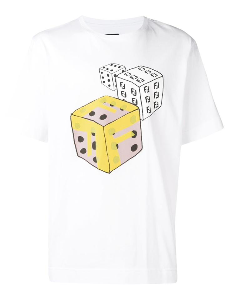 Fendi Logo Dice Print T-shirt - White