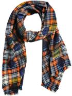 Burberry Dot Print Tartan Scarf - Blue
