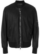 Neil Barrett Washed Leather Bomber Jacket - Black