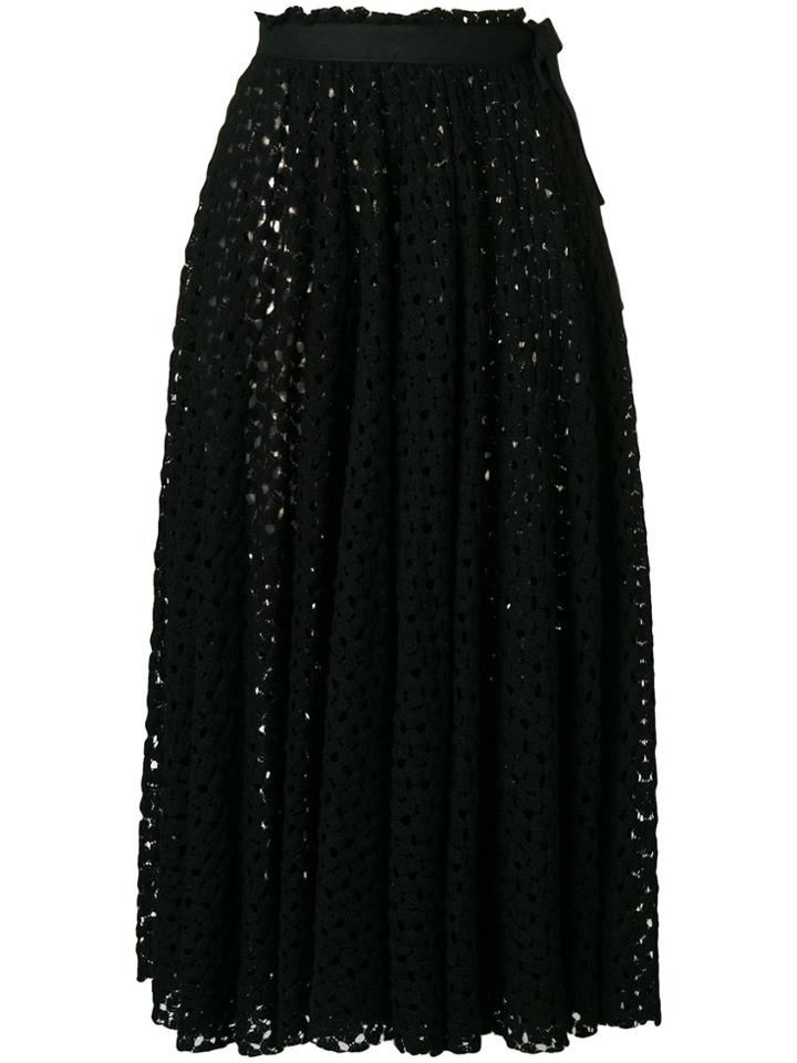 Jil Sander Felted Lace Wrap Style Skirt - Black